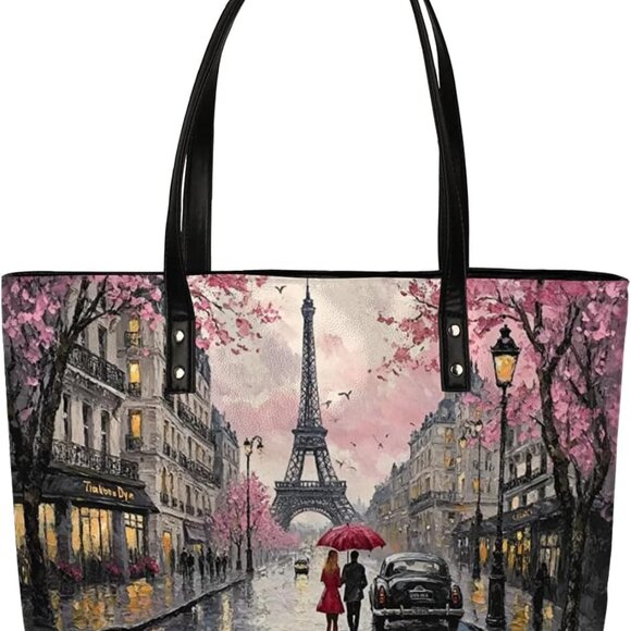 PU Leather Tote Bag for Women Large Capacity Stylish Shoulder Handbag - Picture 1 of 7